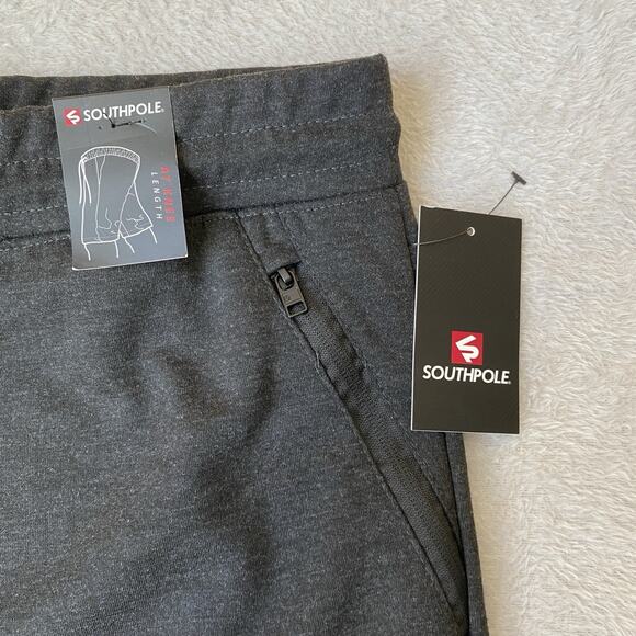 Southpole At Knee Length Knit Shorts Men S Heather Charcoal Zip Pocket NWT - Picture 5 of 8